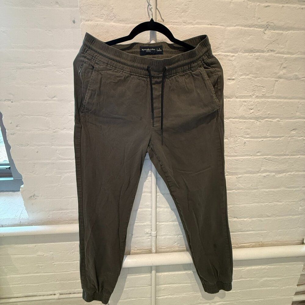 Abercrombie Olive Green Stretch Jogger Pants - Small
